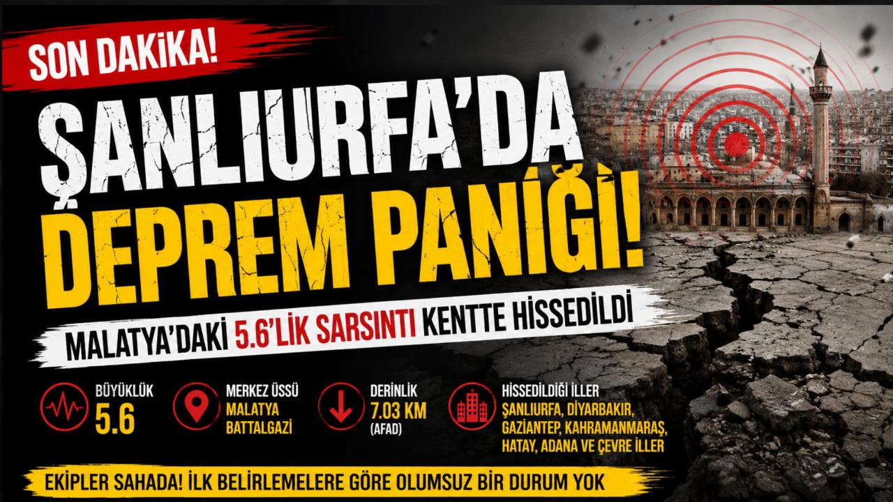 Şanlıurfa’da Deprem Paniği! Malatya’daki 5.6’lık Sarsıntı Kentte Hissedildi