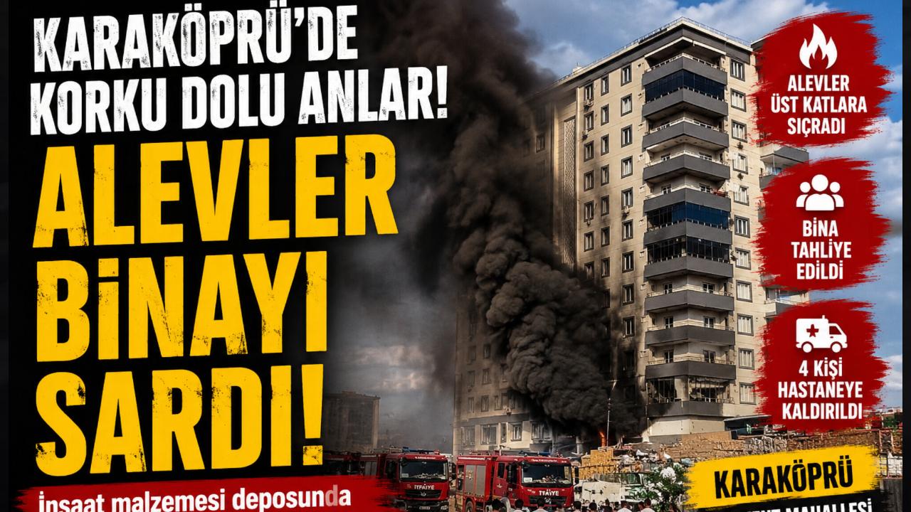 Karaköprü’de Korku Dolu Anlar! İnşaat Malzemesi Deposunda Çıkan Yangın Binayı Sardı Spot: