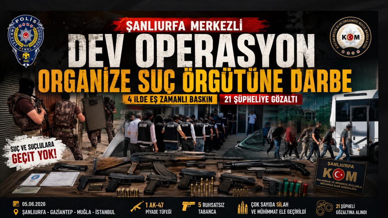 Şanlıurfa Merkezli Dev Operasyon: 4 İlde Organize Suç Örgütüne Darbe, 21 Şüpheliye Eş Zamanlı Baskın
