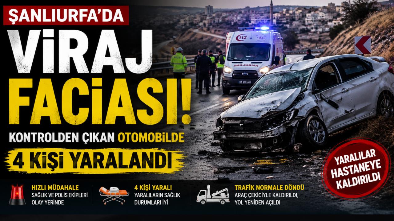 Şanlıurfa'da Viraj Faciası: Kontrolden Çıkan Otomobilde 4 Kişi Yaralandı