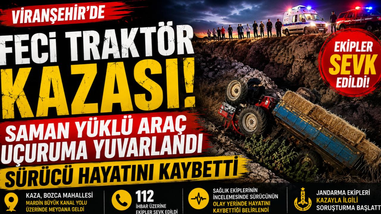 Viranşehir’de Feci Traktör Kazası: Saman Yüklü Araç Uçuruma Yuvarlandı, Sürücü Hayatını Kaybetti