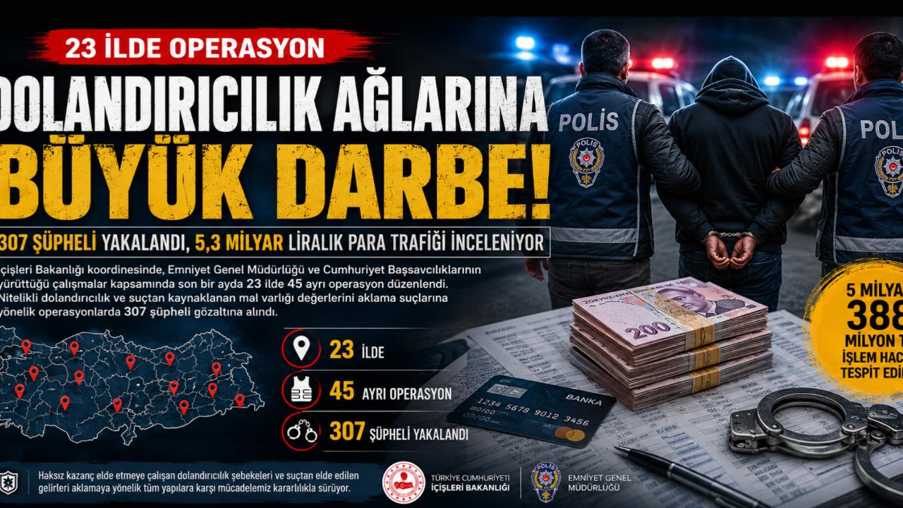 23 İlde Dolandırıcılık Ağlarına Büyük Darbe: 307 Şüpheli Yakalandı, 5,3 Milyar Liralık Para Trafiği İnceleniyor